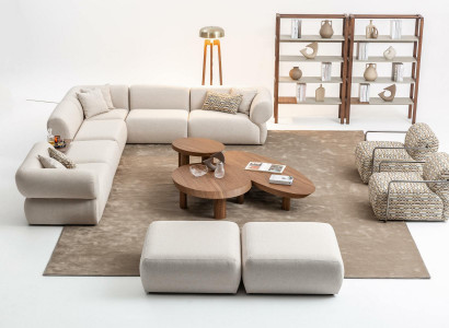 Italienische Stil Möbel Ecksofa Eckcouch Wohnlandschaft Eckgarnitur 5tlg.